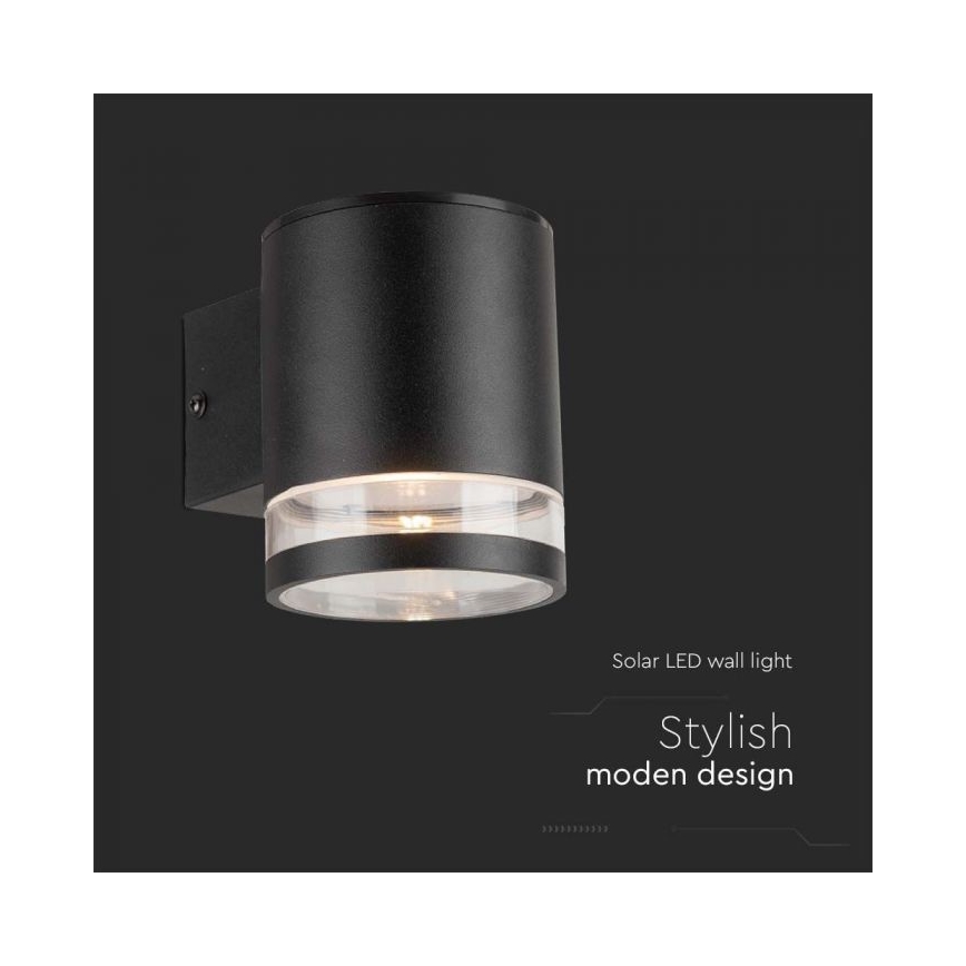 Applique murale extérieure solaire LED/1W/3,7V 3000K IP54 1200 mAh noir