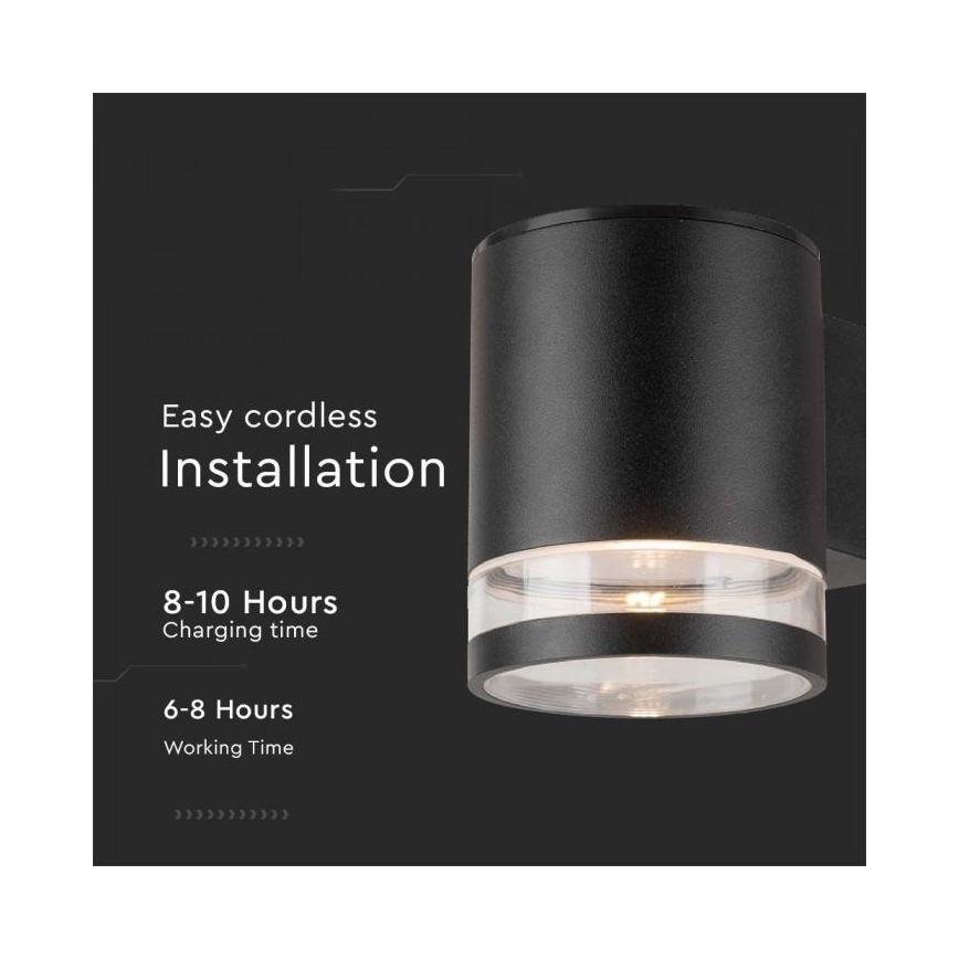 Applique murale extérieure solaire LED/1W/3,7V 3000K IP54 1200 mAh noir
