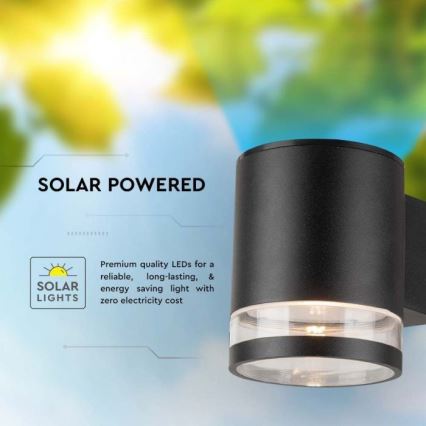 Applique murale extérieure solaire LED/1W/3,7V 3000K IP54 1200 mAh noir