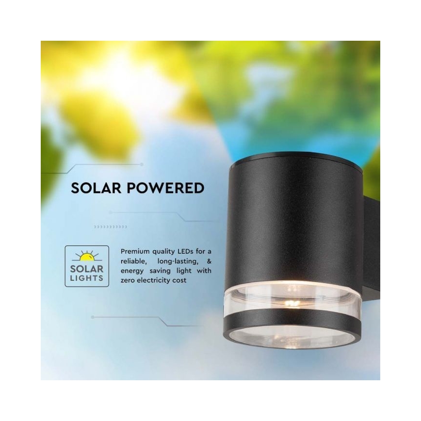 Applique murale extérieure solaire LED/1W/3,7V 3000K IP54 1200 mAh noir