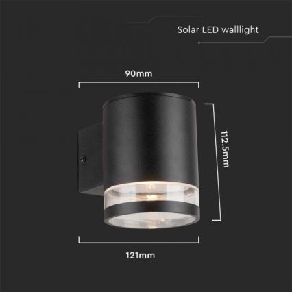 Applique murale extérieure solaire LED/1W/3,7V 3000K IP54 1200 mAh noir