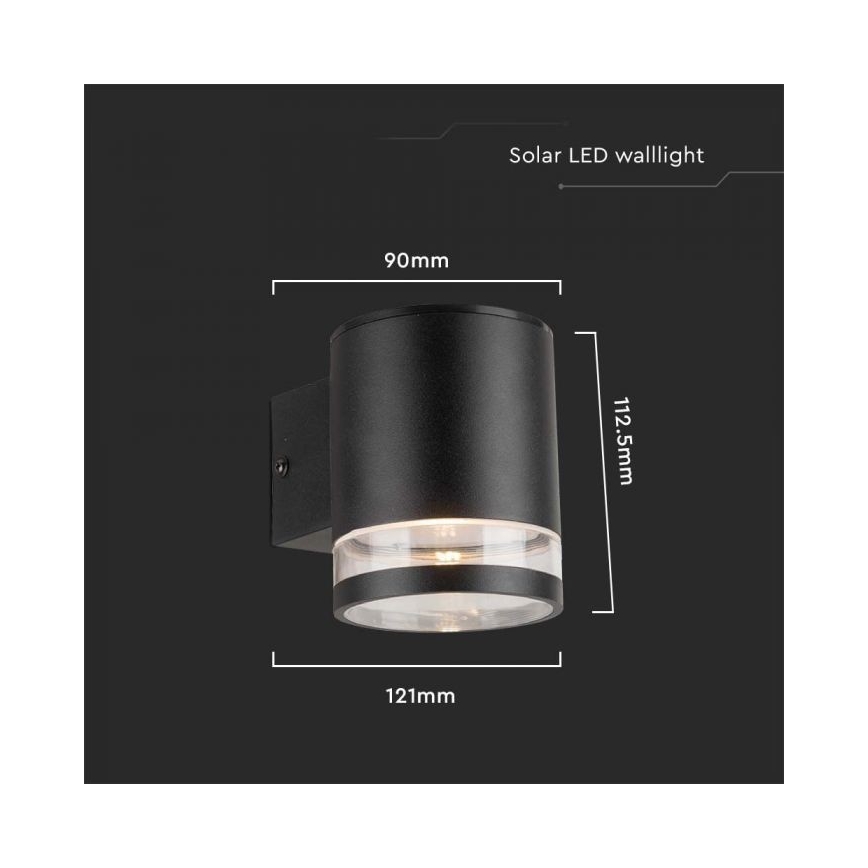 Applique murale extérieure solaire LED/1W/3,7V 3000K IP54 1200 mAh noir