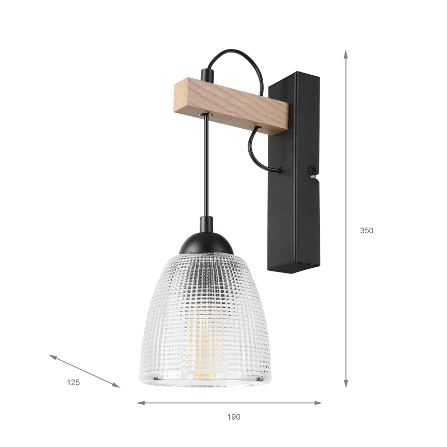 Applique murale LEANDRA 1xE27/15W/230V chêne/noir