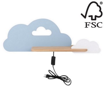 Applique murale LED enfant avec étagère CLOUD LED/5W/230V bleue/blanche - certifié FSC