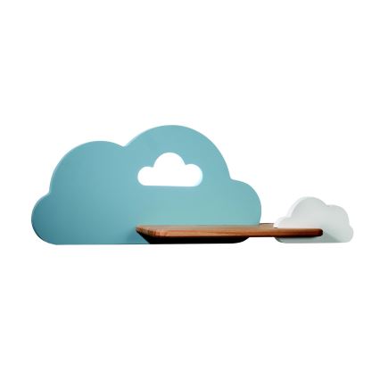 Applique murale LED enfant avec étagère CLOUD LED/5W/230V bleue/blanche - certifié FSC