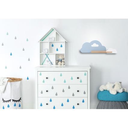 Applique murale LED enfant avec étagère CLOUD LED/5W/230V bleue/blanche - certifié FSC