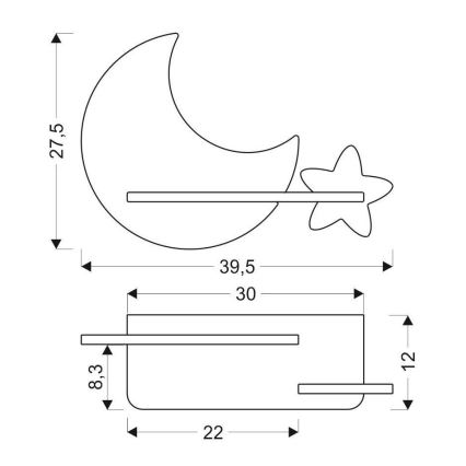 Applique murale LED enfant avec étagère MOON LED/5W/230V - certifié FSC