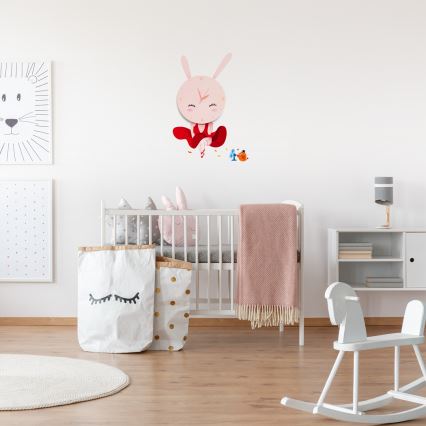 Applique murale LED enfant avec horloge LED/1W/3xAAA lapin