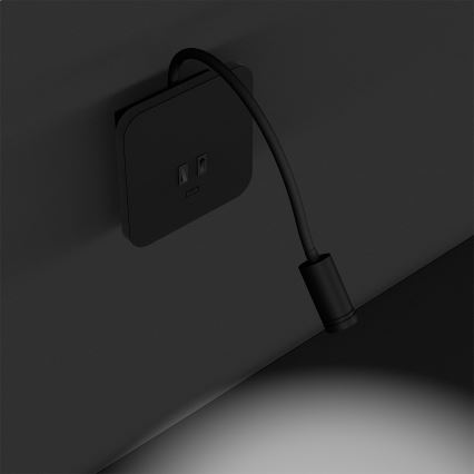 Applique murale LED flexible BASE LED/8W+LED/2W/230V noir/argenté