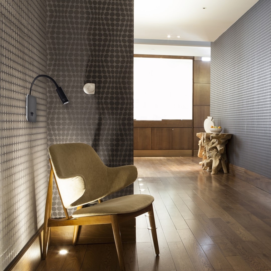 Applique murale LED flexible BASE LED/8W+LED/2W/230V noir/argenté