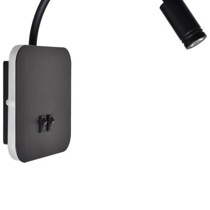 Applique murale LED flexible BASE LED/8W+LED/2W/230V noir/argenté