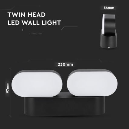 Applique murale LED flexible d'extérieur 2xLED/12W/230V IP65 noire
