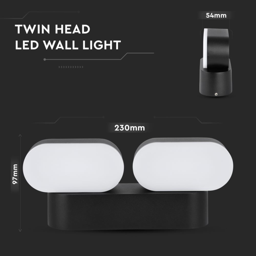 Applique murale LED flexible d'extérieur 2xLED/12W/230V IP65 noire