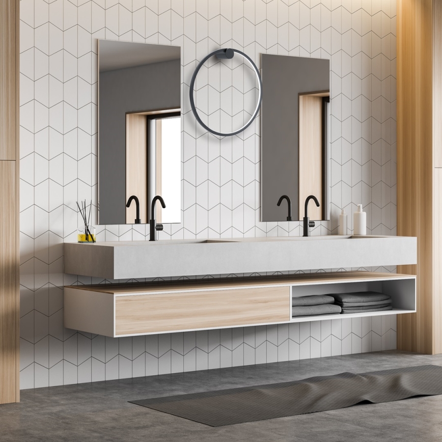 Applique murale LED salle de bain SATURNO LED/25W/230V d. 50 cm IP44 anthracite