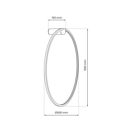 Applique murale LED salle de bain SATURNO LED/25W/230V d. 50 cm IP44 anthracite