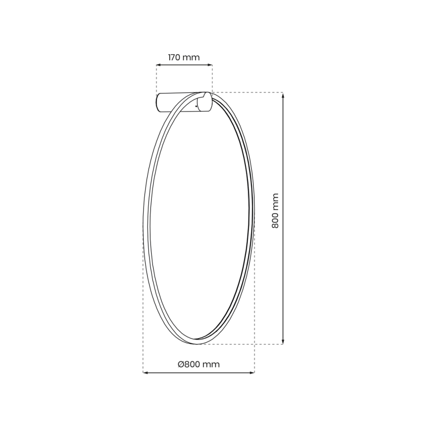 Applique murale LED SATURNO 46 W 230 V Ø 80 cm IP44 noir