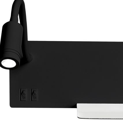 Applique murale LED SHELF 1xLED/4W+1xLED/5W+1xLED/2W/230V noir