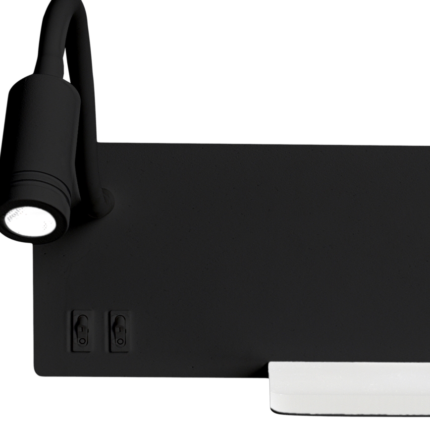 Applique murale LED SHELF 1xLED/4W+1xLED/5W+1xLED/2W/230V noir