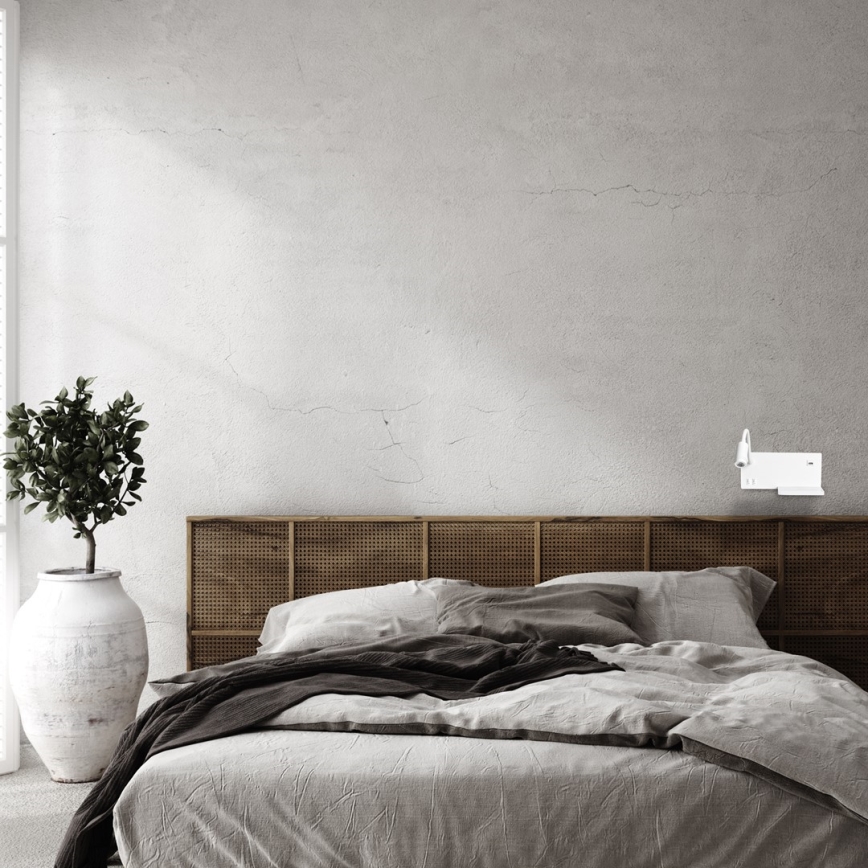 Applique murale LED SHELF LED/4W+LED/5W+LED/2W/230V + port USB blanche