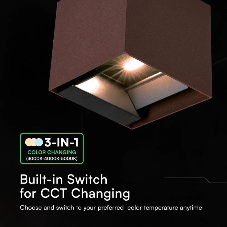 Applique murale solaire LED avec capteur LED/9W/3,7V 3000/4000/5000K IP65 2600 mAh marron