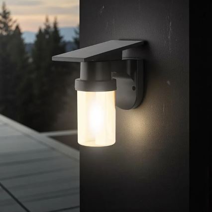 Lampe murale solaire LED/3,7V 2700/3200/5000K IP54 1800 mAh noir/beige fumé + télécommande