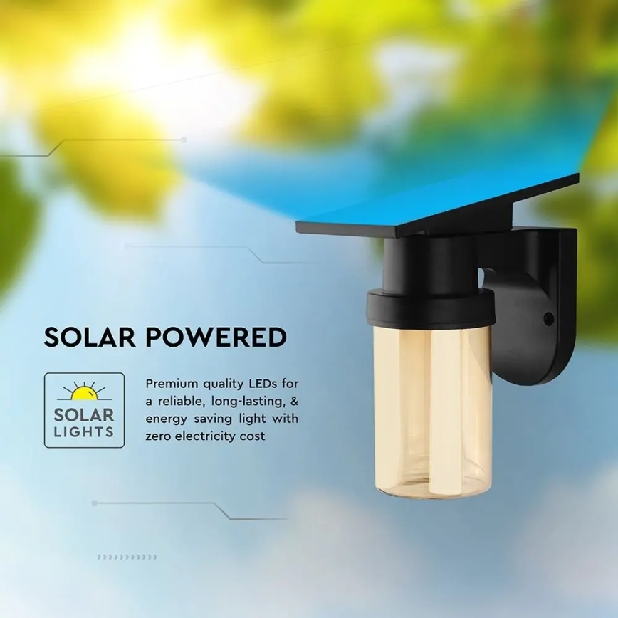 Lampe murale solaire LED/3,7V 2700/3200/5000K IP54 1800 mAh noir/beige fumé + télécommande