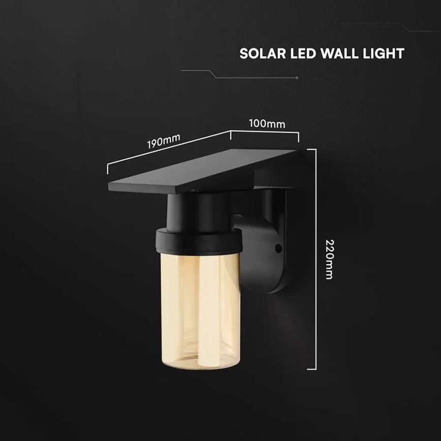 Lampe murale solaire LED/3,7V 2700/3200/5000K IP54 1800 mAh noir/beige fumé + télécommande
