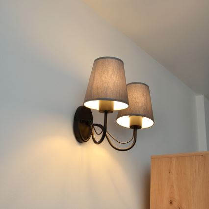 Applique murale MALBO 2xE27/15W/230V gris/noir