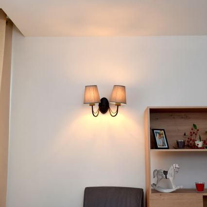 Applique murale MALBO 2xE27/15W/230V gris/noir