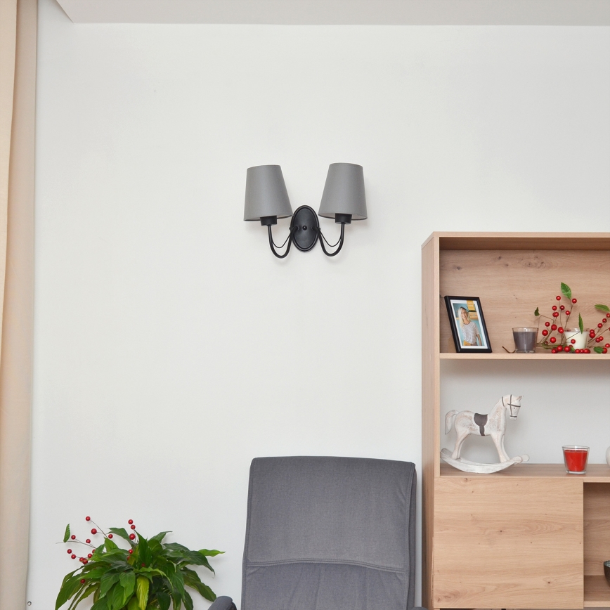 Applique murale MALBO 2xE27/15W/230V gris/noir