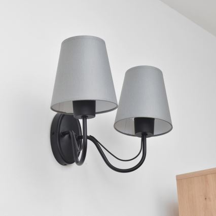 Applique murale MALBO 2xE27/15W/230V gris/noir
