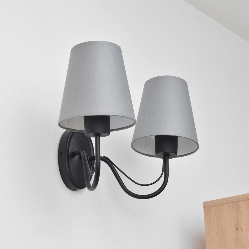 Applique murale MALBO 2xE27/15W/230V gris/noir