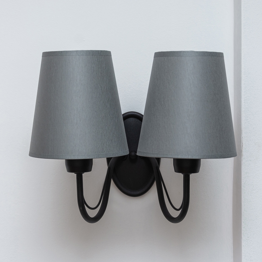 Applique murale MALBO 2xE27/15W/230V gris/noir