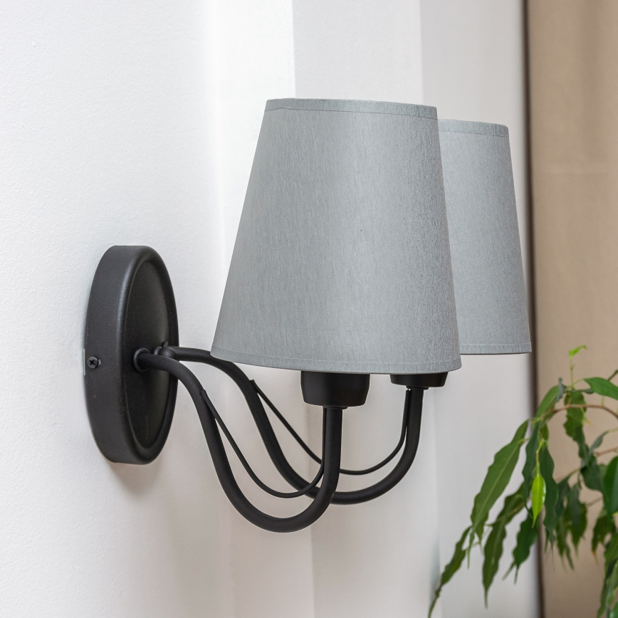 Applique murale MALBO 2xE27/15W/230V gris/noir