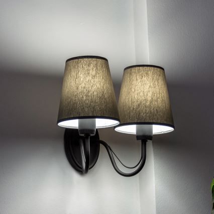 Applique murale MALBO 2xE27/15W/230V gris/noir