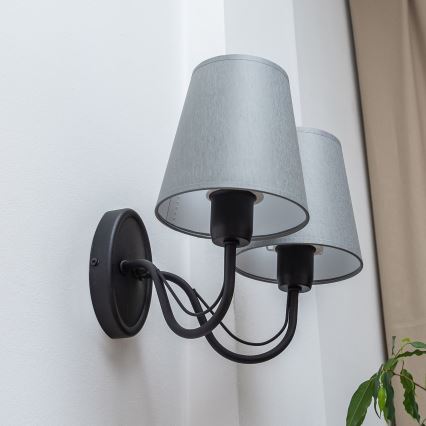 Applique murale MALBO 2xE27/15W/230V gris/noir