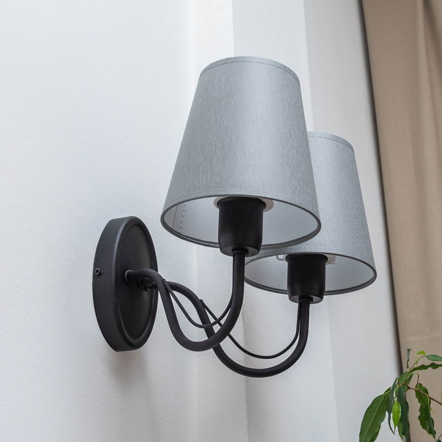 Applique murale MALBO 2xE27/15W/230V gris/noir