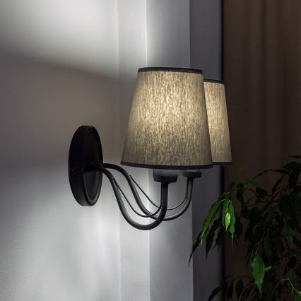 Applique murale MALBO 2xE27/15W/230V gris/noir