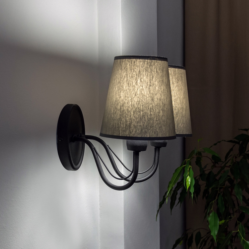Applique murale MALBO 2xE27/15W/230V gris/noir