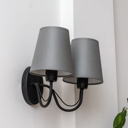Applique murale MALBO 2xE27/15W/230V gris/noir