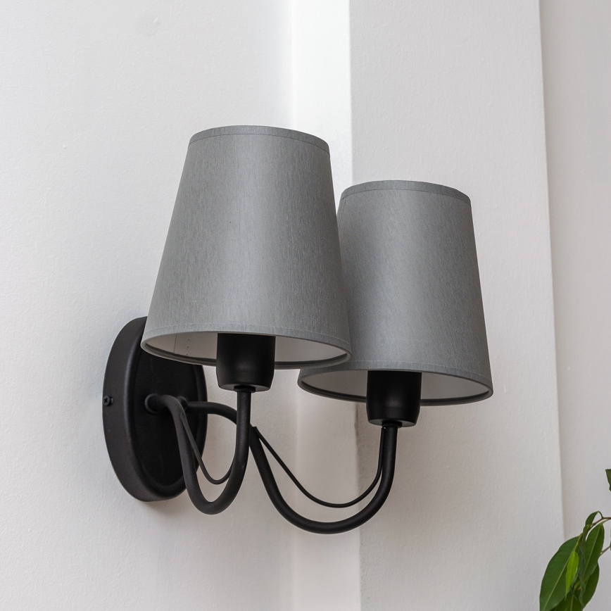 Applique murale MALBO 2xE27/15W/230V gris/noir