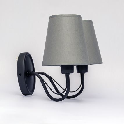 Applique murale MALBO 2xE27/15W/230V gris/noir