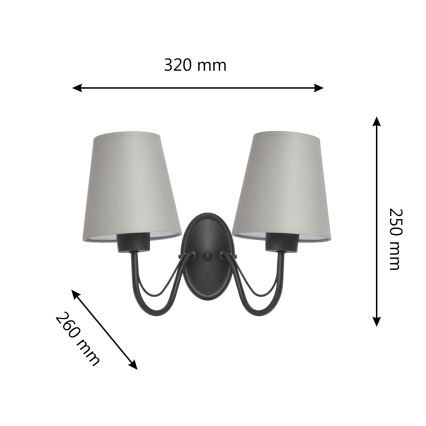 Applique murale MALBO 2xE27/15W/230V gris/noir