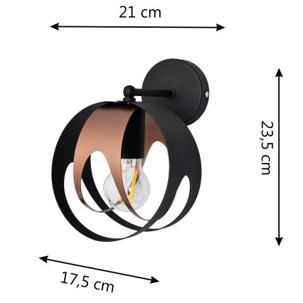 Applique murale MOONLIGHT 1xE27/15W/230V noir/cuivre
