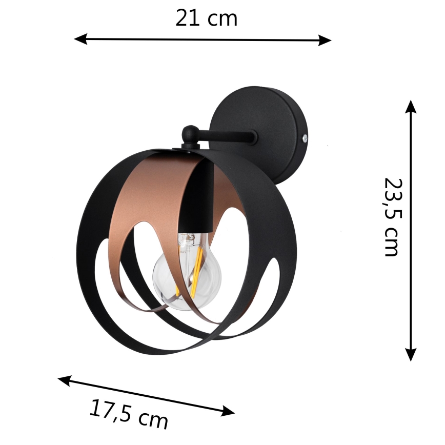 Applique murale MOONLIGHT 1xE27/15W/230V noir/cuivre