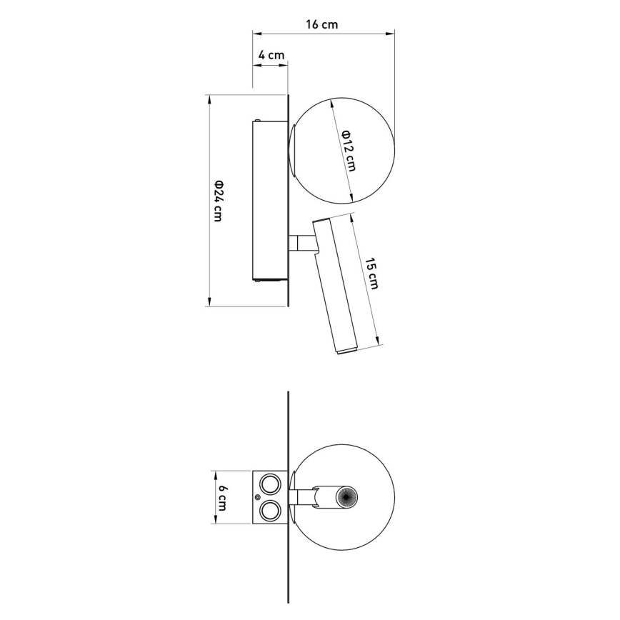 Applique murale orientable HOTEL MOOD 1xG9/12W/230V + 1xG9/3W noire