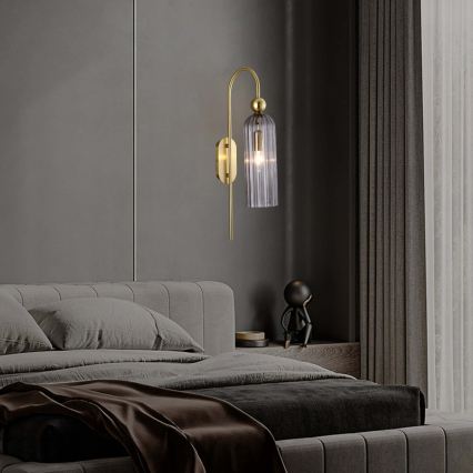 Applique murale PIEGA 1xE14/40W/230V laiton/noir fumé