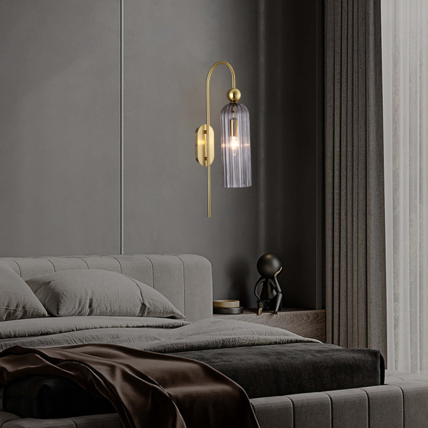 Applique murale PIEGA 1xE14/40W/230V laiton/noir fumé