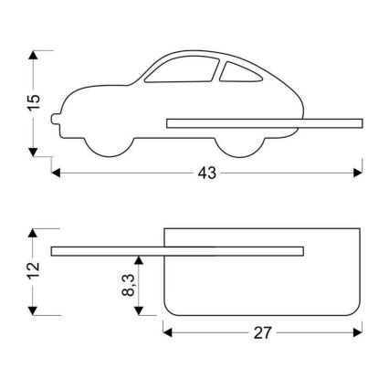 Applique murale pour enfant avec étagère CAR LED/5W/230V vert/bois - certifié FSC