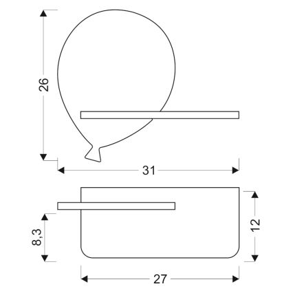 Applique murale pour enfants avec une étagère BALLOON LED/4W/230V jaune/bois - certifié FSC